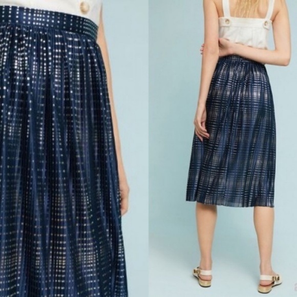 Anthr Sabina Musayev Cassia Shine Midi Skirt Metal - Picture 2 of 8